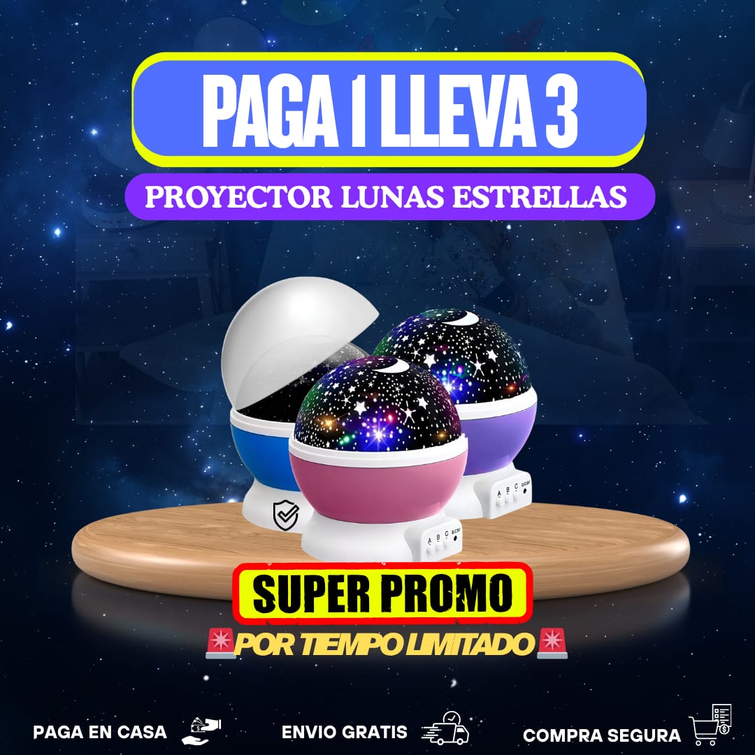 ✨Super Oferta ¡PAGA 1 LLEVA 3 PROYECTORES GIRATORIOS! 🌙