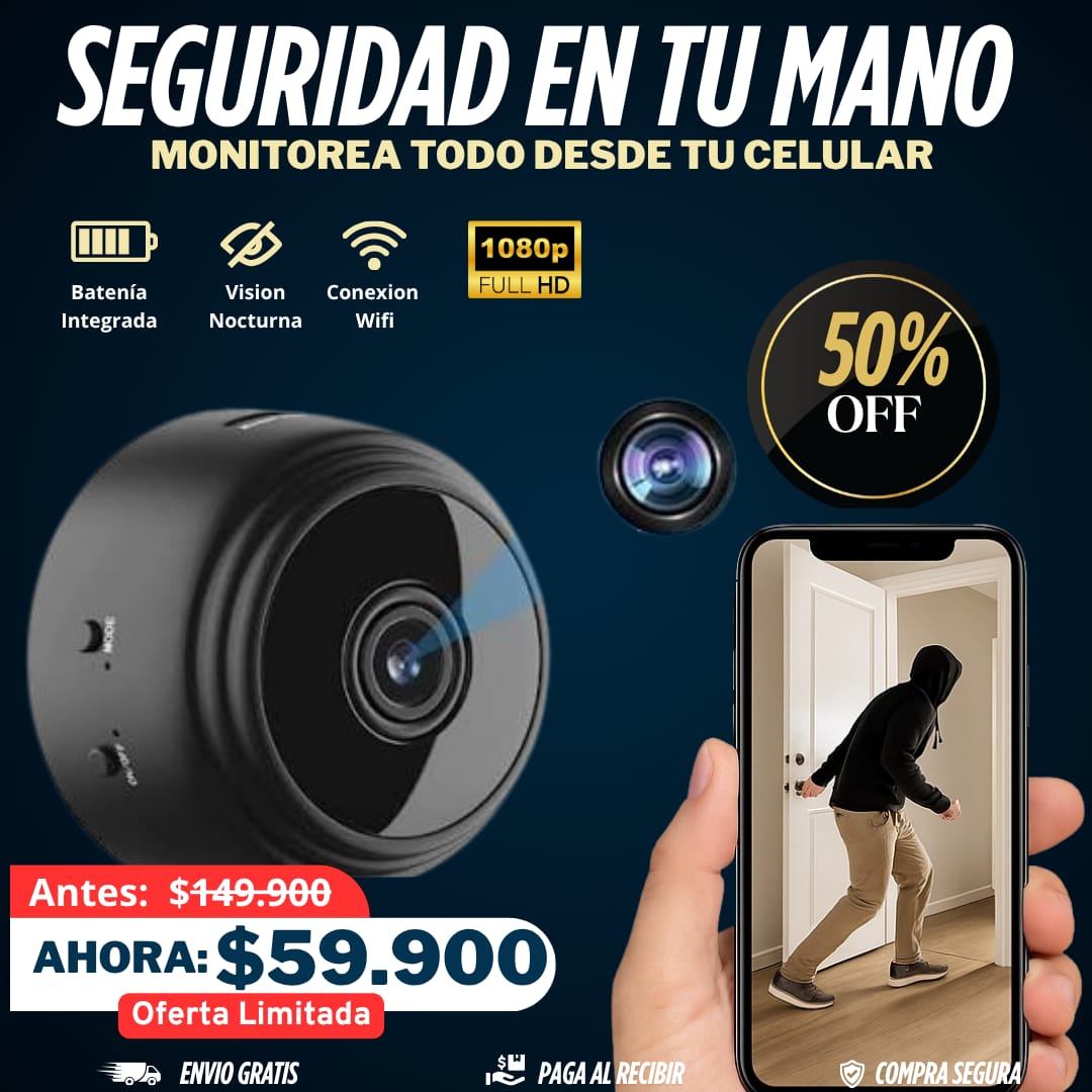 🎥 Mini Cámara WiFi A9 – Seguridad en HD para tu hogar o negocio