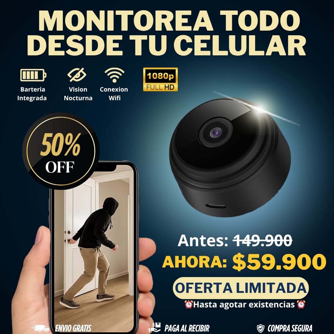🎥 Mini Cámara WiFi A9 – Seguridad en HD para tu hogar o negocio